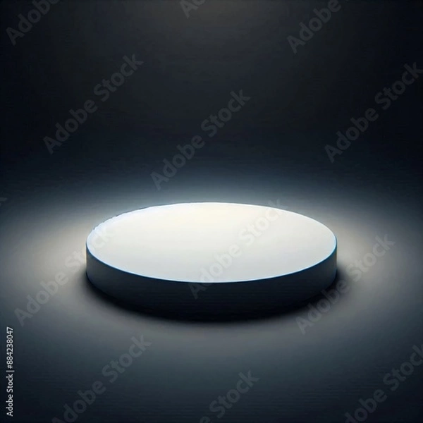 Obraz 어두운 배경에 흰색 단상. 제품 프리젠테이션을 위한 목업 이미지.