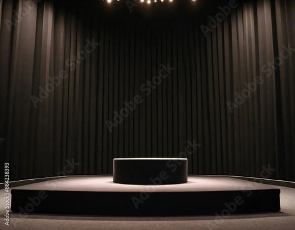 Obraz 블랙 배경에 빈 단상. 제품 프리젠테이션을 위한 목업 이미지.