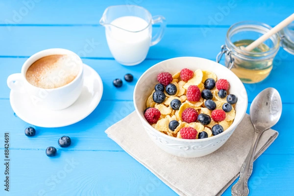 Obraz healthe cereal breakfast with coffee