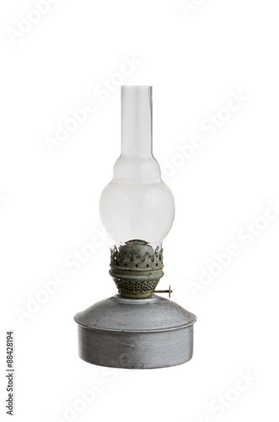 Fototapeta old kerosene lamp isolated on white background