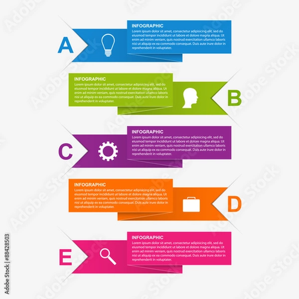Fototapeta Paper ribbon infographics design template.