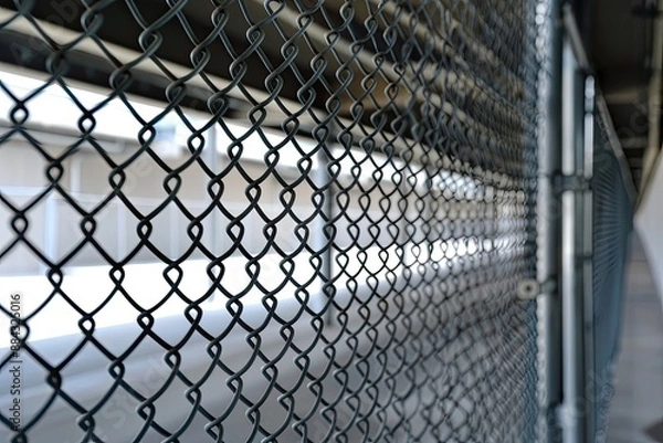Obraz Blurred View of a Chain Link Fence with a Bokeh Effect