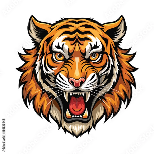 Obraz Tiger head full face vector. Hungry Roaring tiger face clip art