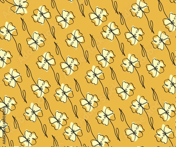 Fototapeta Retro floral seamless patterns