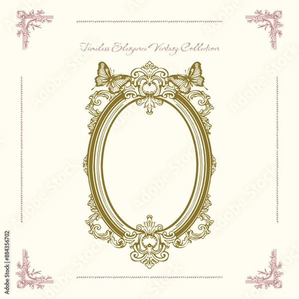 Obraz Antique decorative frame with exquisite classic frames, curls. Vector vintage illustration
