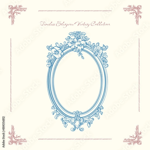 Obraz Antique decorative frame with exquisite classic frames, curls. Vector vintage illustration
