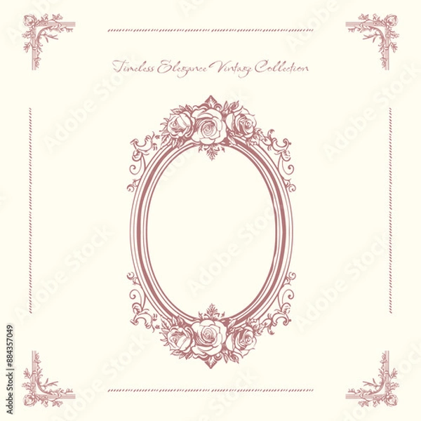 Obraz Antique decorative frame with exquisite classic frames, curls. Vector vintage illustration