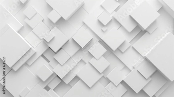 Fototapeta 3D White Geometric Square Pattern Background