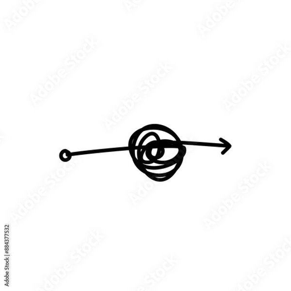 Obraz Tangled path arrow, Complex way illustration