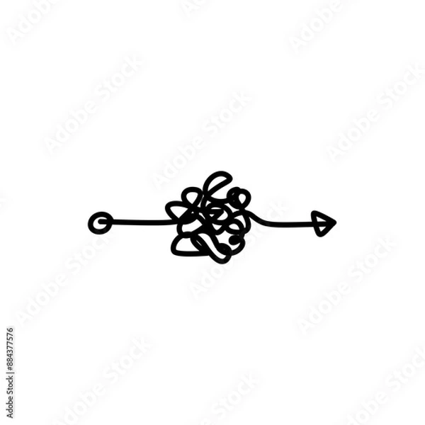 Obraz Tangled path arrow, Complex way illustration