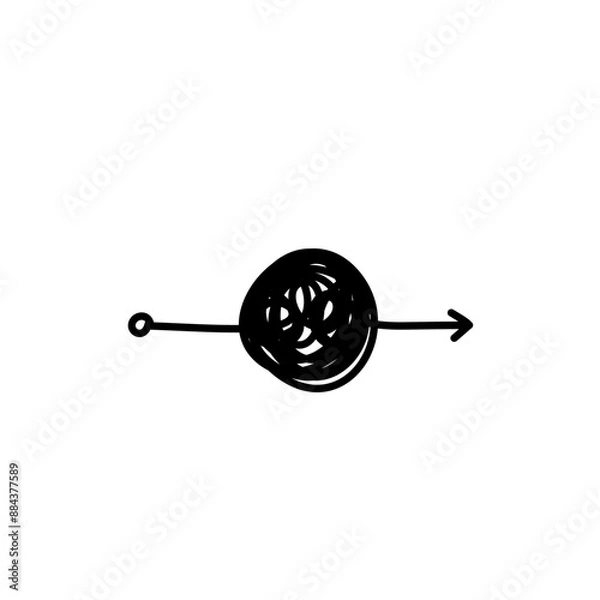 Obraz Tangled path arrow, Complex way illustration