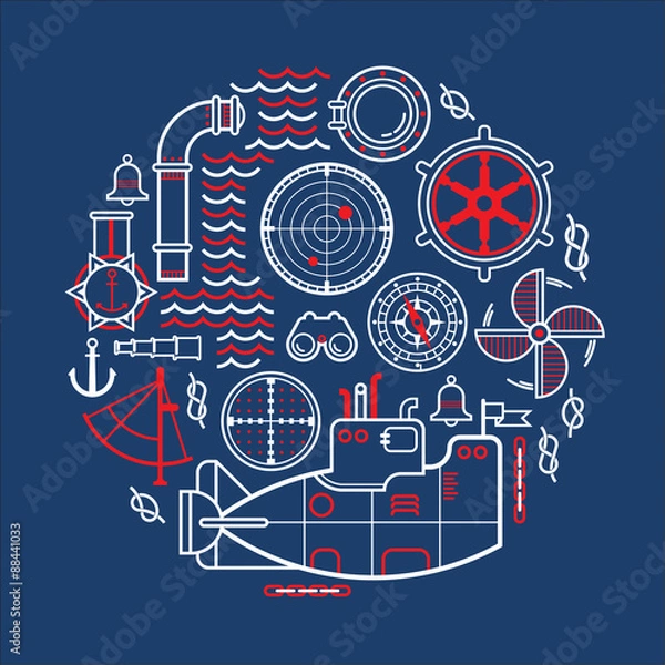 Fototapeta Composition with submarine