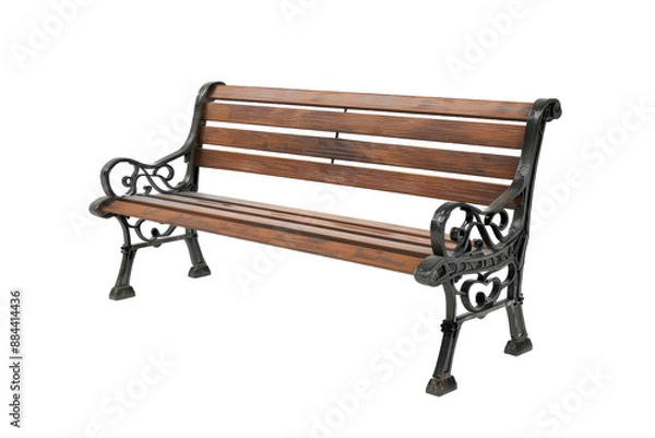 Obraz Close-Up of Wooden Bench PNG Isolated on Transparent Background