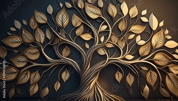 Obraz Floating Foliage: Abstract 3D Tree Illustration"
