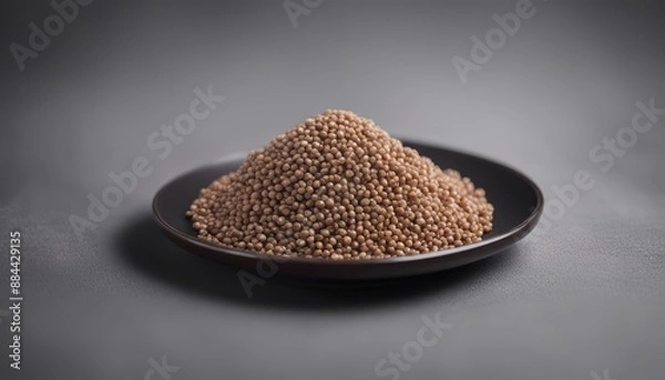 Fototapeta Front view brown buckwheat inside plate on dark background