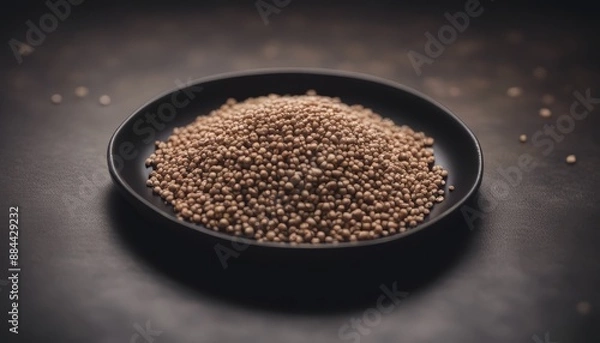 Obraz Front view brown buckwheat inside plate on dark background
