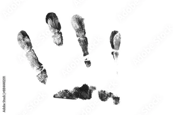Fototapeta Black Hand fingerprint crime brush effect isolated on background 