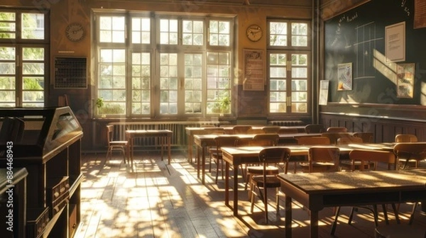 Obraz Sunlit Empty Classroom