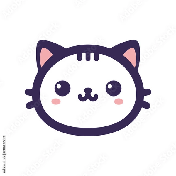 Fototapeta A cute cat silhouette vector illustration, cat with a eyes
