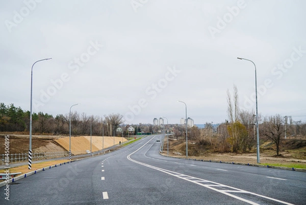Obraz Asphalt highway with road markings lines