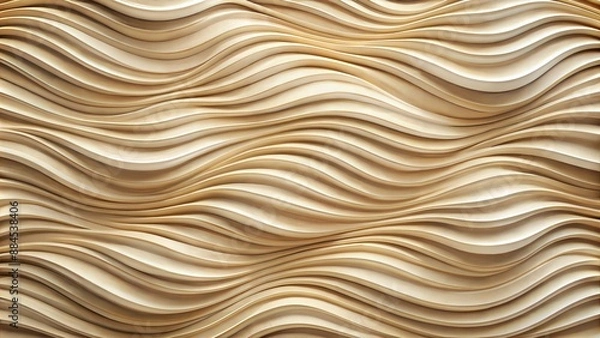 Fototapeta Abstract Wooden Wall Panel With Wavy Pattern. Generative AI