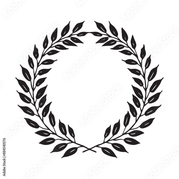 Obraz Vintage Black Laurel Wreath Vector Emblem, Decorative Black Laurel Wreath Vector Badge
