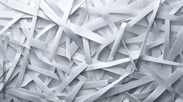 Fototapeta Abstract white geometric pattern on gray background modern digital technology global network metal bending for wallpaper, logo, banner, web design. 