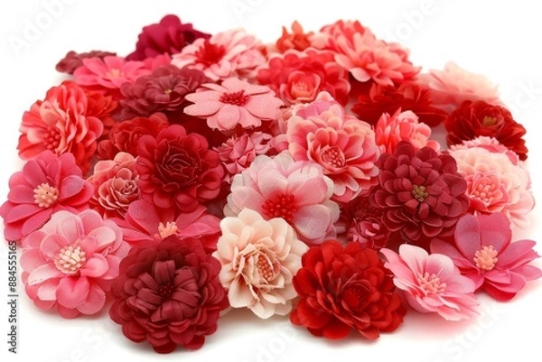 Fototapeta Elegant Red and Pink Floral Arrangement with Dahlias Cheerful and Vibrant Close up View