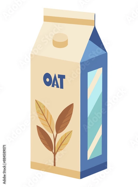 Fototapeta Pack of oat milk. Plant based drink. Vector illustration.