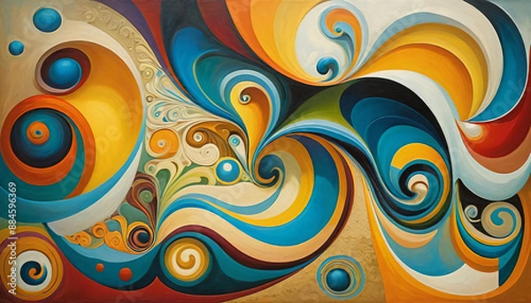 Fototapeta Surreal swirls and abstract forms evoke a sense of wonder and imagination, turning walls into a canvas of creativity.