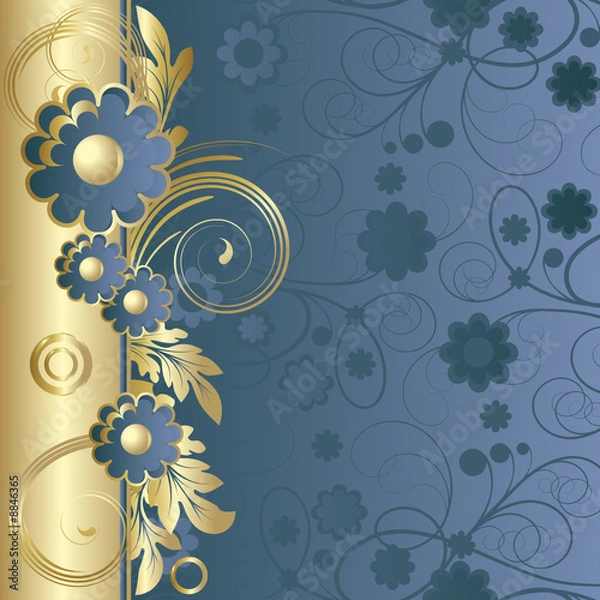 Fototapeta Dark blue background  with  flowers