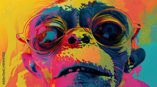 Fototapeta Abstract Colorful Portrait with Glasses