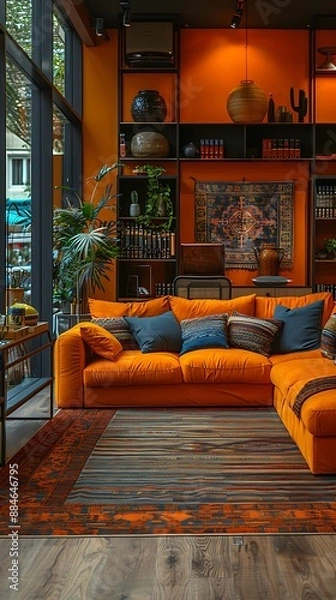 Obraz Trendy home office store with stylish furniture and vibrant decor.