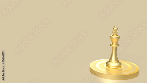 Fototapeta The gold king chess on bulleye  target for Business concept 3d rendering.