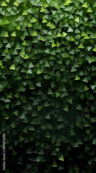 Fototapeta Green Triangles Cones on Black Background, Abstract Image, Texture, Pattern Background, Wallpaper, Smartphone Cover and Screen, Cell Phone, Computer, Laptop, 9:16 and 16:9 Format