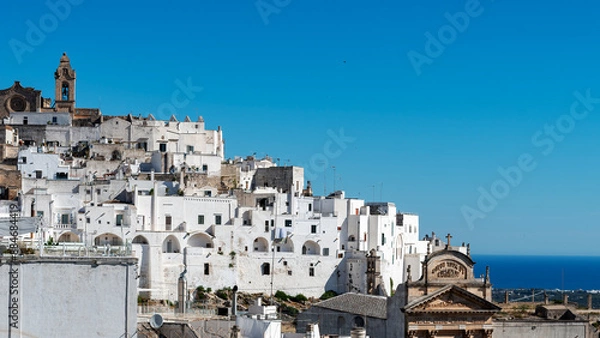 Obraz Panorama of Ostuni, the white city, with the sea in the background.
