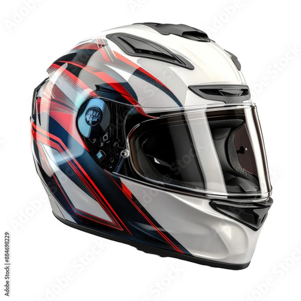 Fototapeta Motorcycle Helmet Isolated on Transparent or White Background, PNG