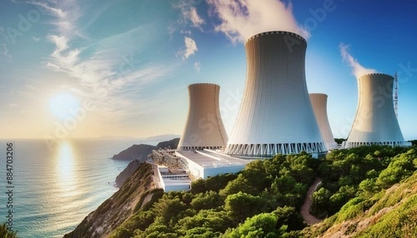 Fototapeta 海沿いの原子力発電所
