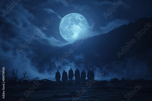 Fototapeta Within a supernatural scene, a team works in perfect harmony, showcasing the power of teamwork and mutual support