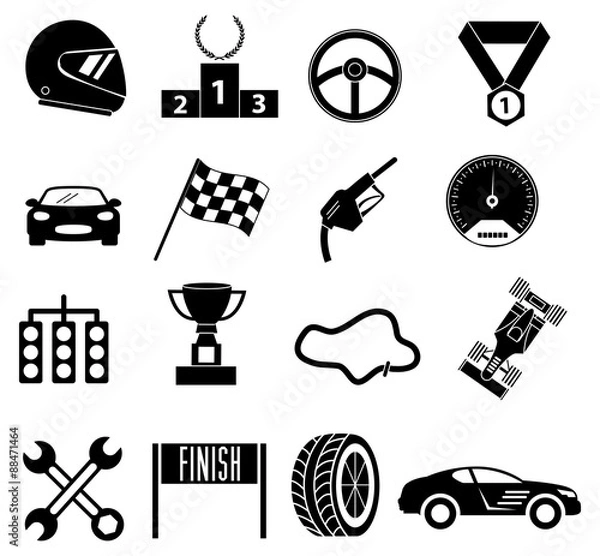 Obraz Car racing icons set