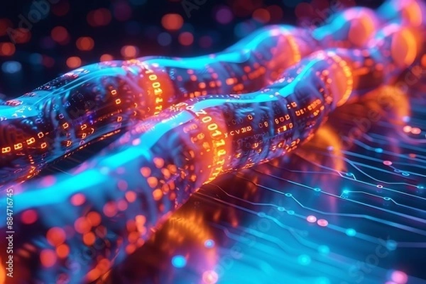 Obraz  Glowing data cables transferring information background 