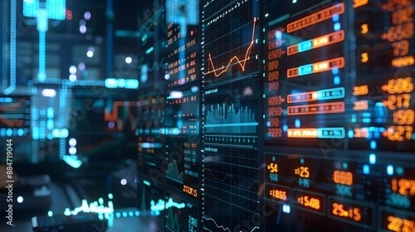Fototapeta Automated Real Time Trading Platform with Advanced Data Analytics and Sleek Digital Interface