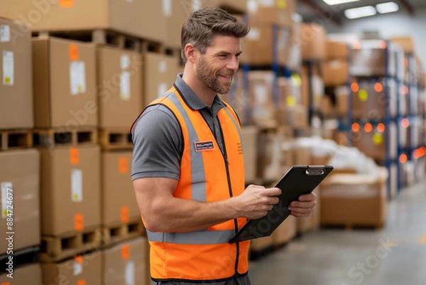 Obraz man in warehouse