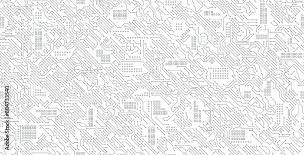 Fototapeta Seamless electronic circuit board on white background.
