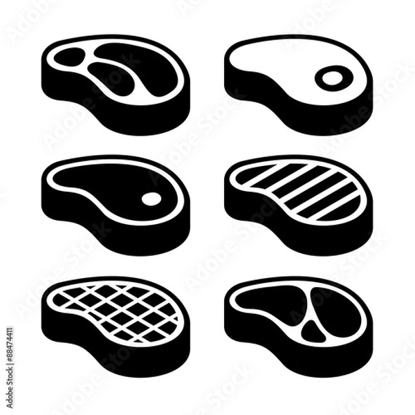 Obraz Zestaw ikony steków. Wektor