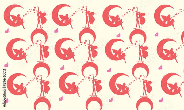 Fototapeta seamless pattern with fairly tail