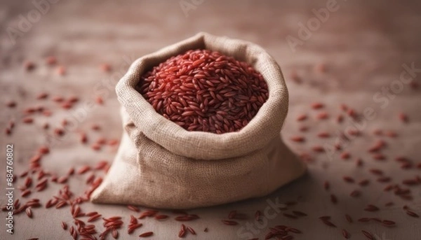 Obraz Red rice in a sack