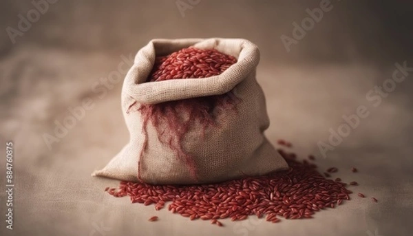 Obraz Red rice in a sack