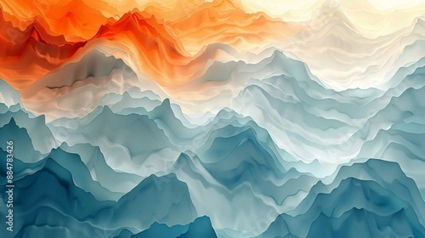Fototapeta Abstract Mountain Range in Shades of Blue
