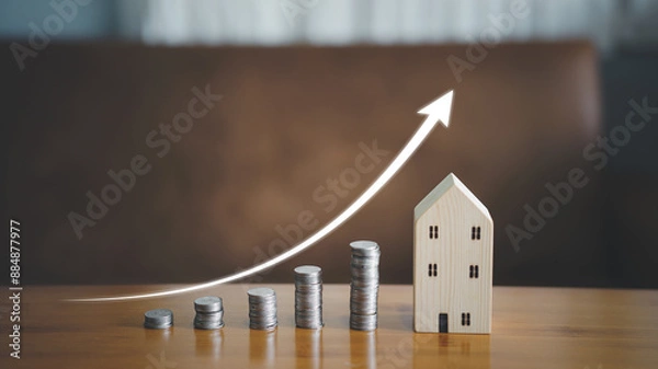 Fototapeta saving and investment Plan business growth  concept. Businessman plan and increase of positive indicators in his business, Growing up business concepts.